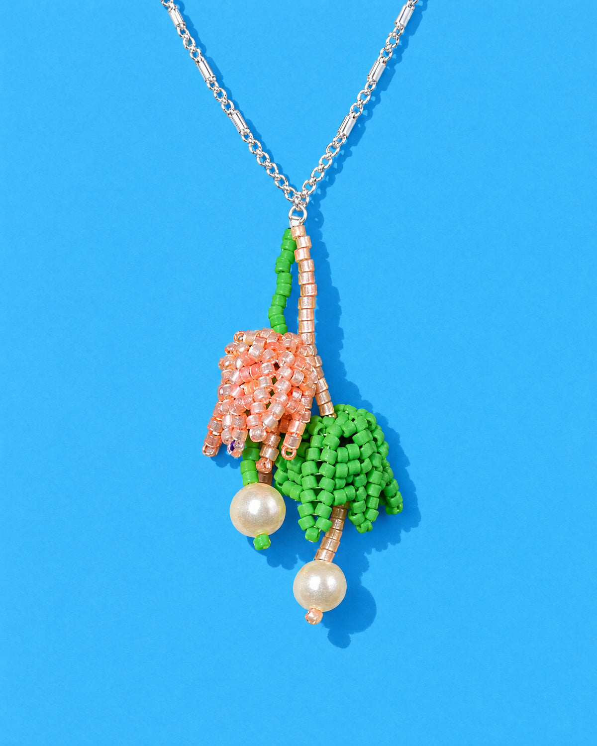 Peach Flower & Pearl Pendant - product