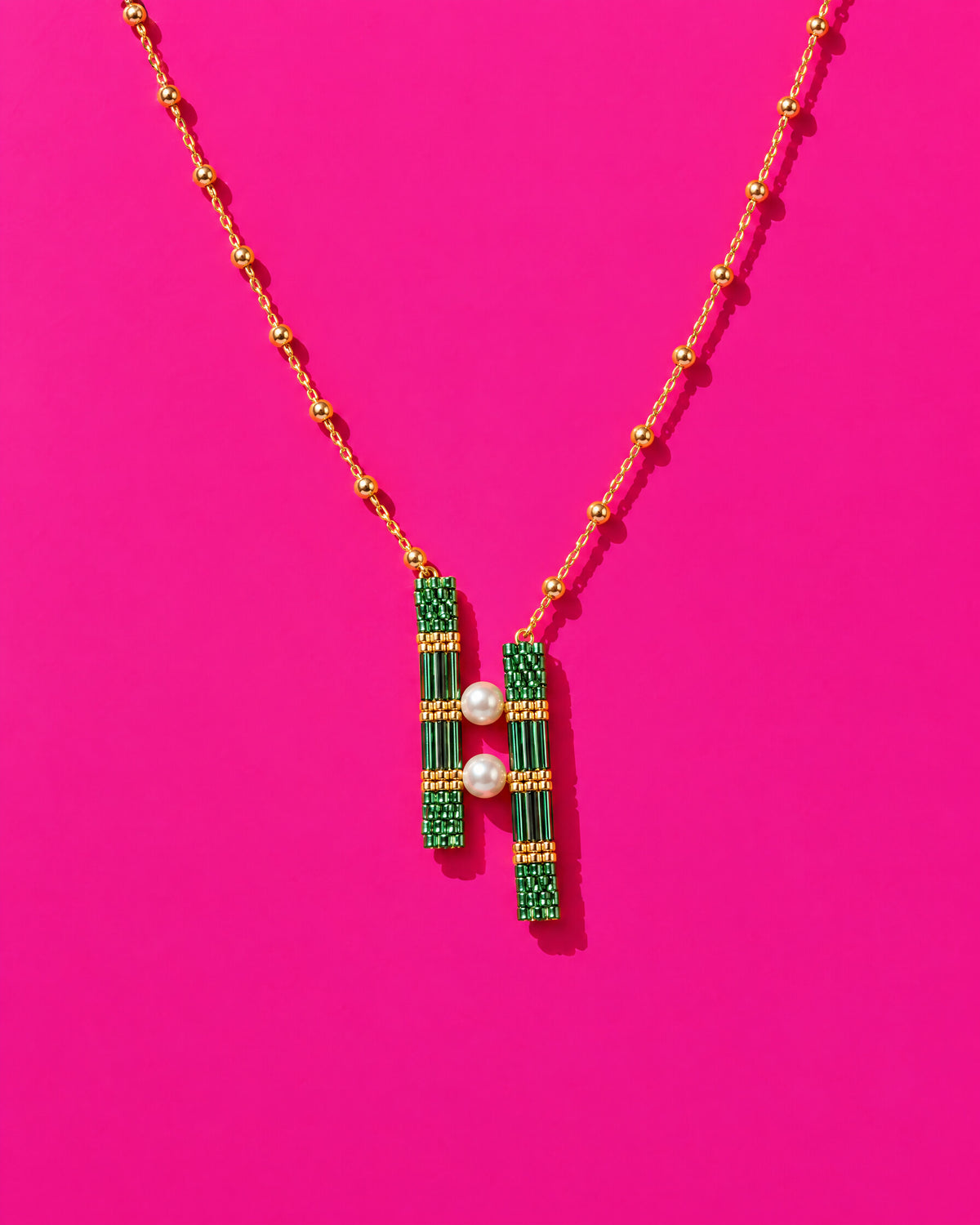 Emerald Twin Bar Pendant