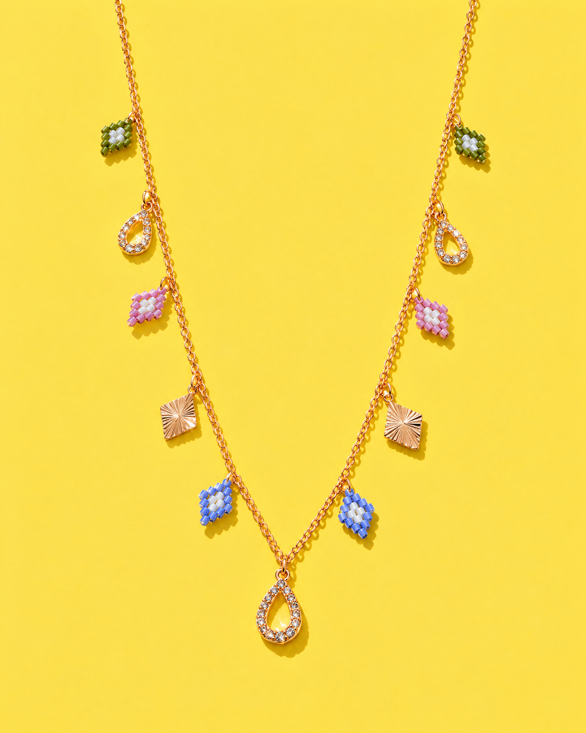Pastel Rhombus Charm Necklace