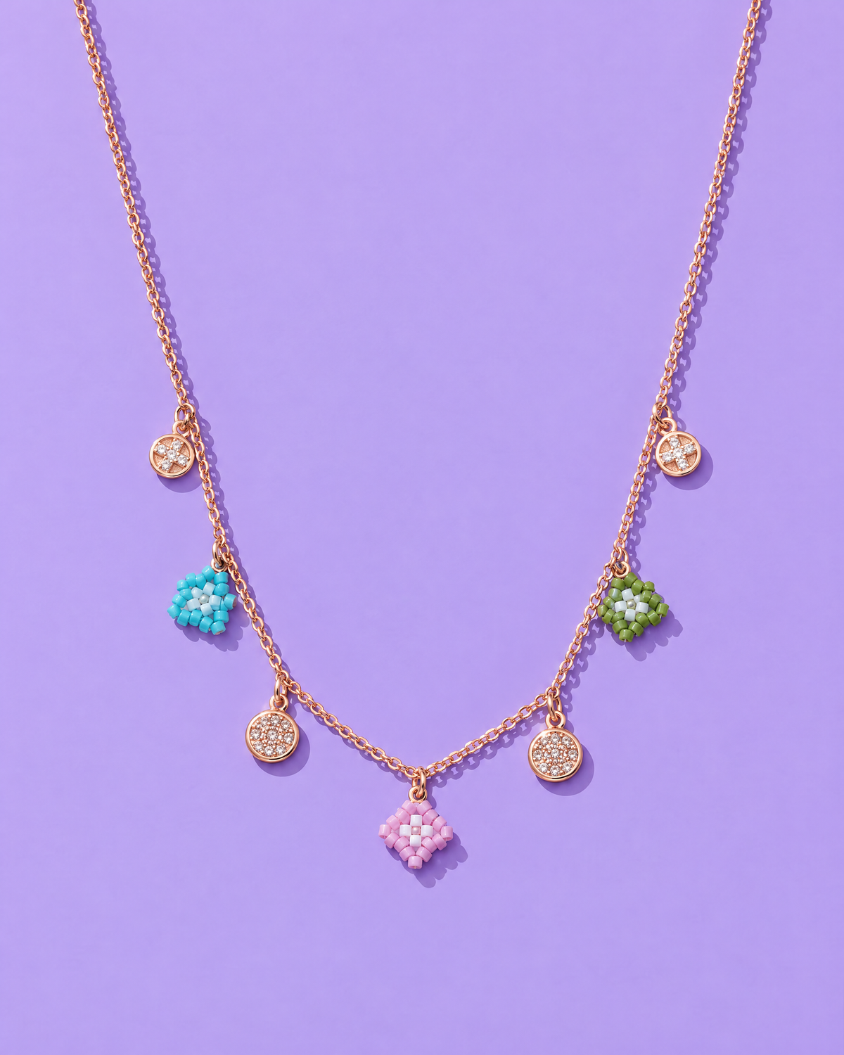 Pastel Clover Charm Necklace