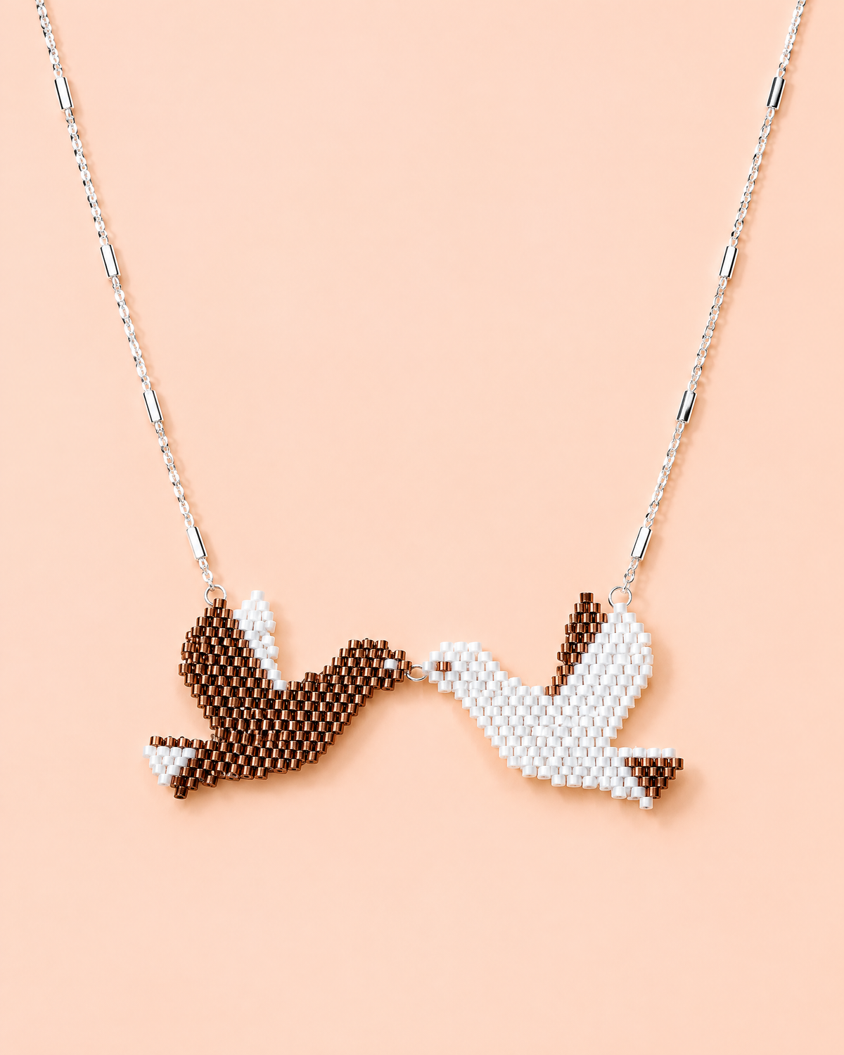 Kissing Doves Pendant on peach background