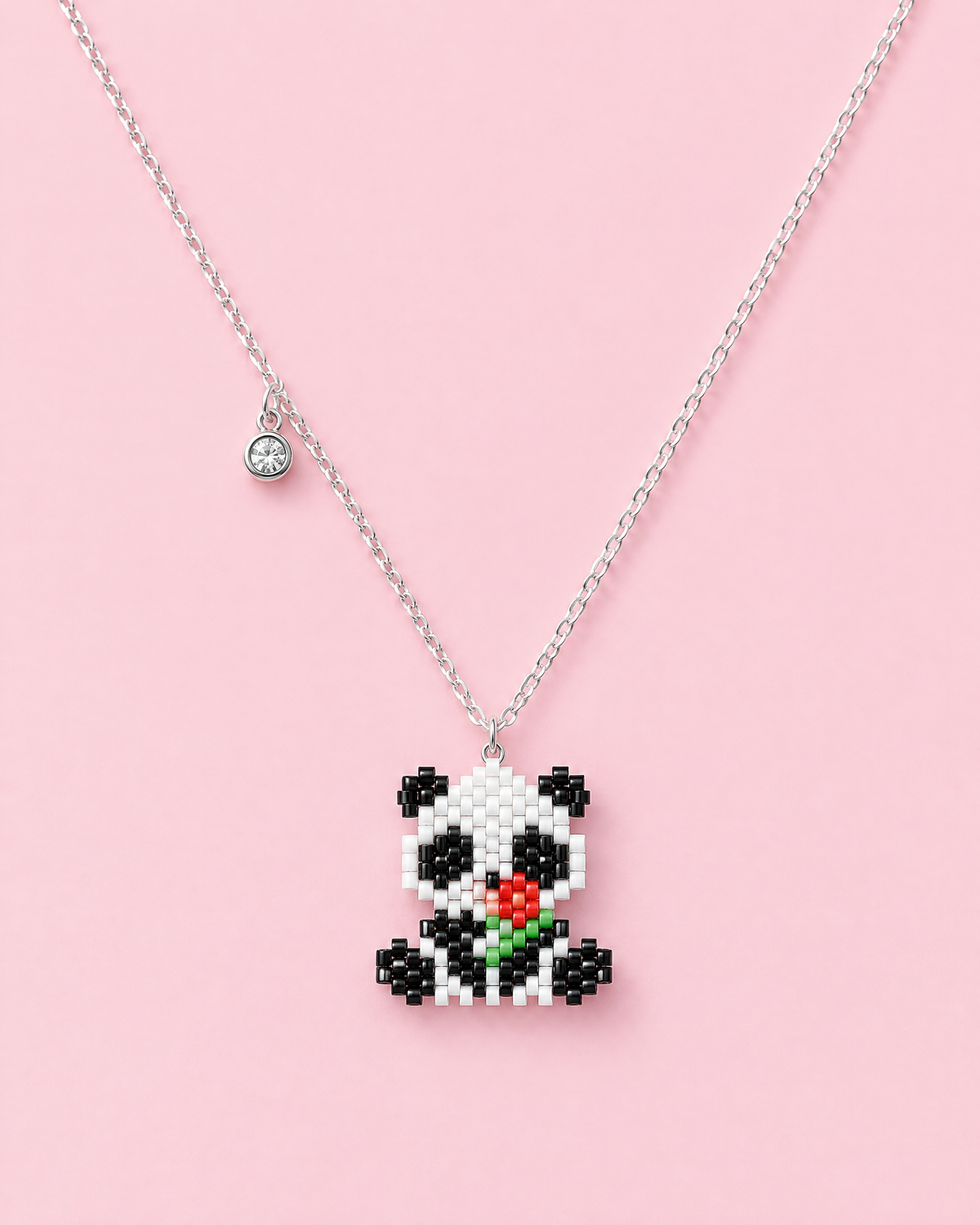 Panda Blossom Pendant on pink background