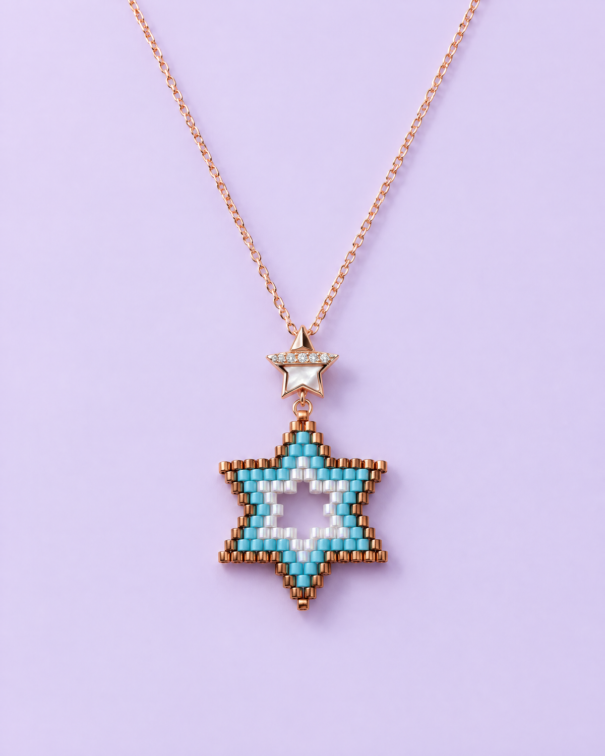 Turquoise Star Pendant on lavender background