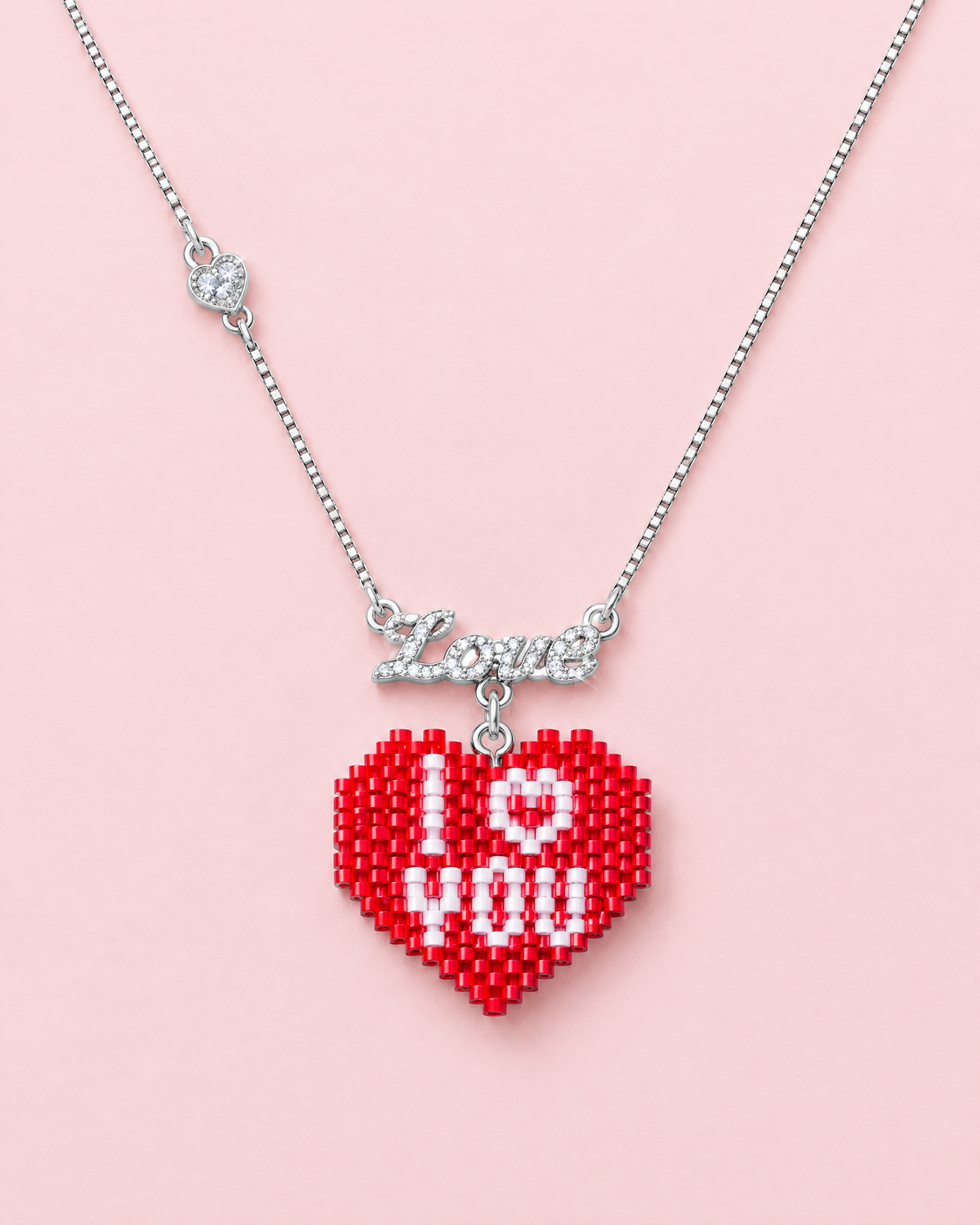 I Love You Pendant on blush background
