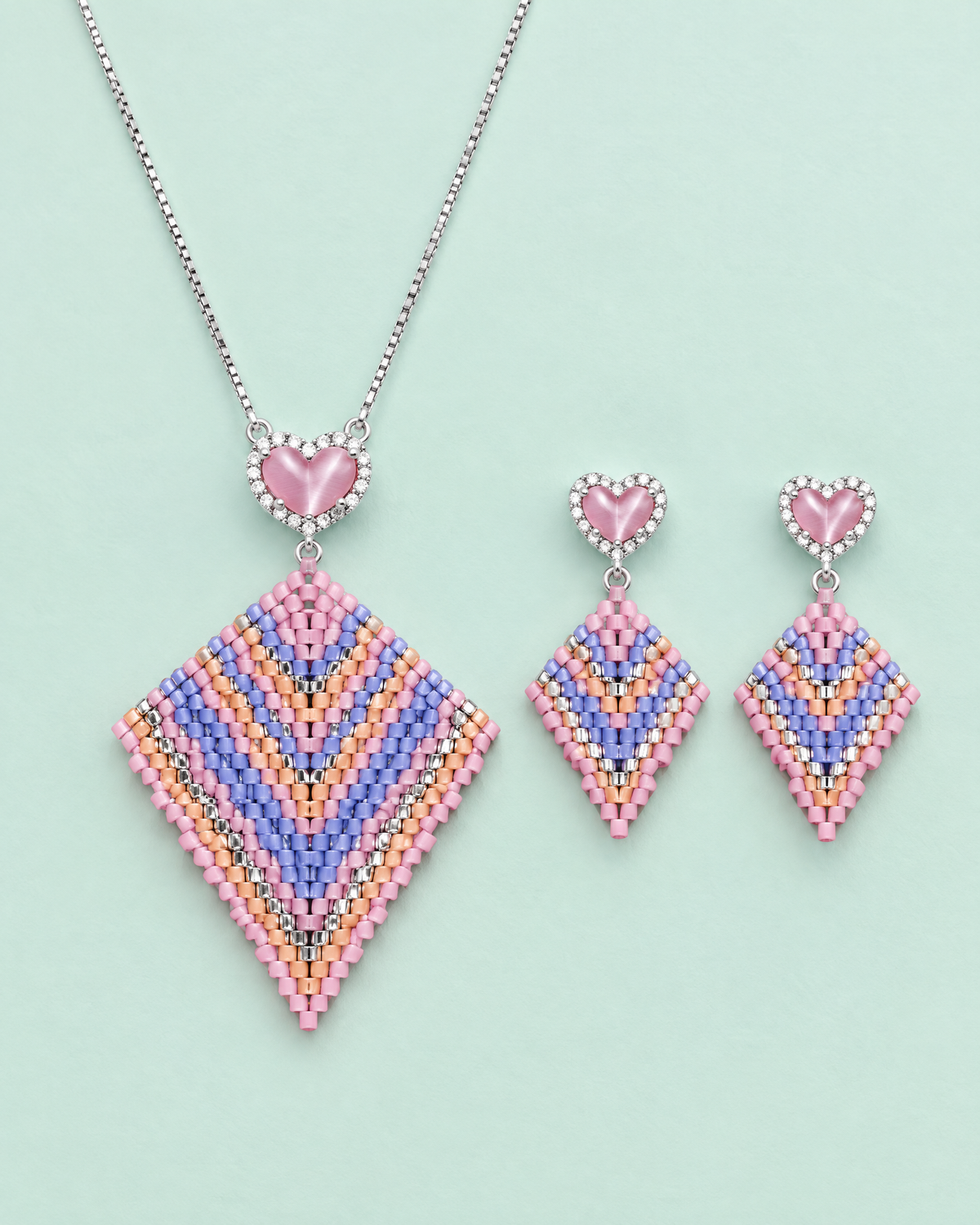 Pastel Kite Pendant and earrings set