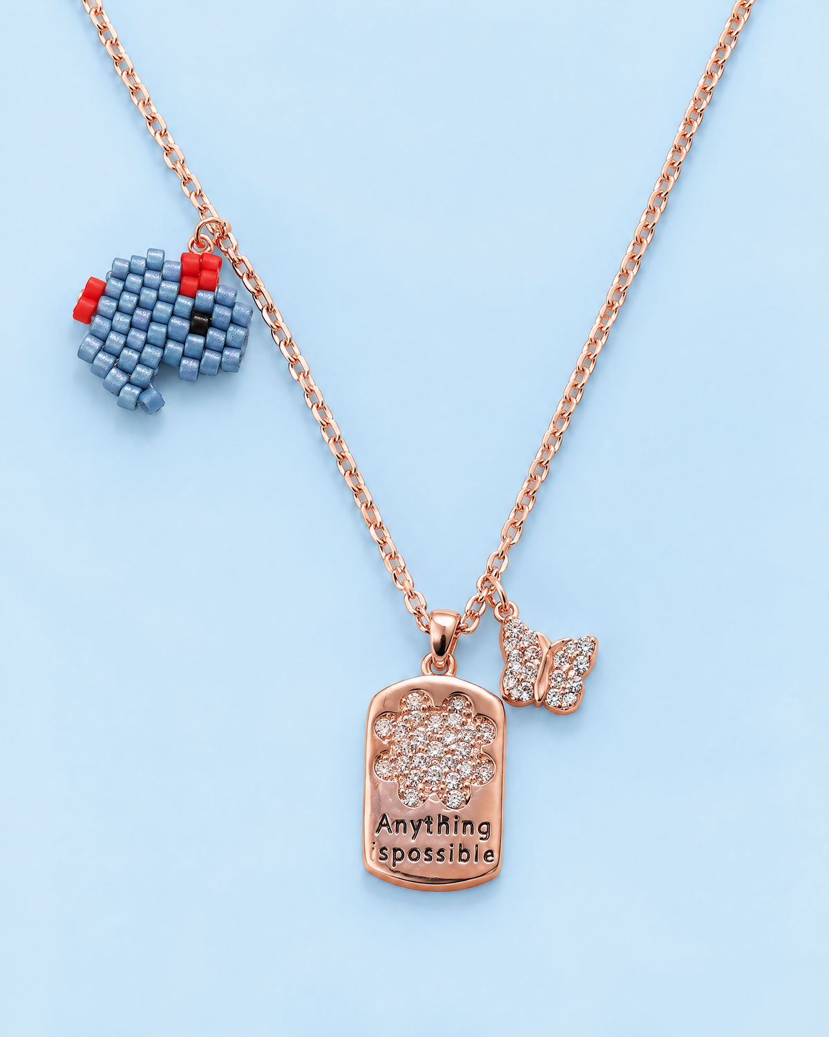 Blue Elephant Charm Necklace - product