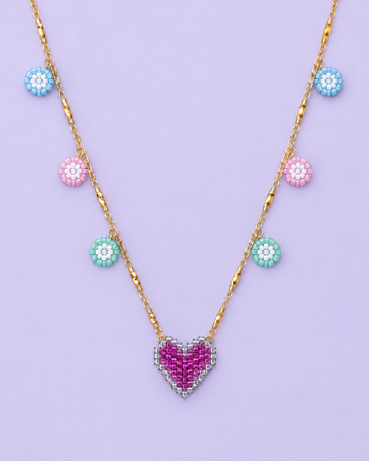 Fuchsia Heart Charm Necklace - product